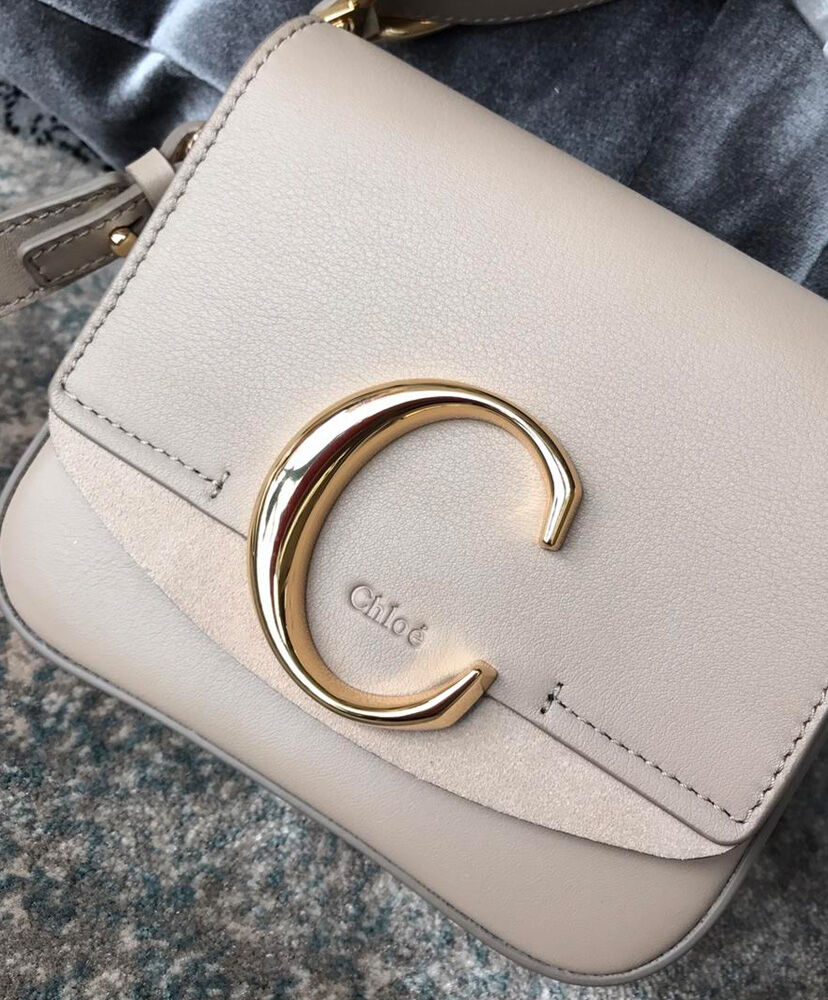 Chloe Mini C Bag Handbag Leather Cream